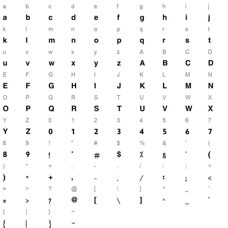AlQalam Ishtiaq Regular Character Map