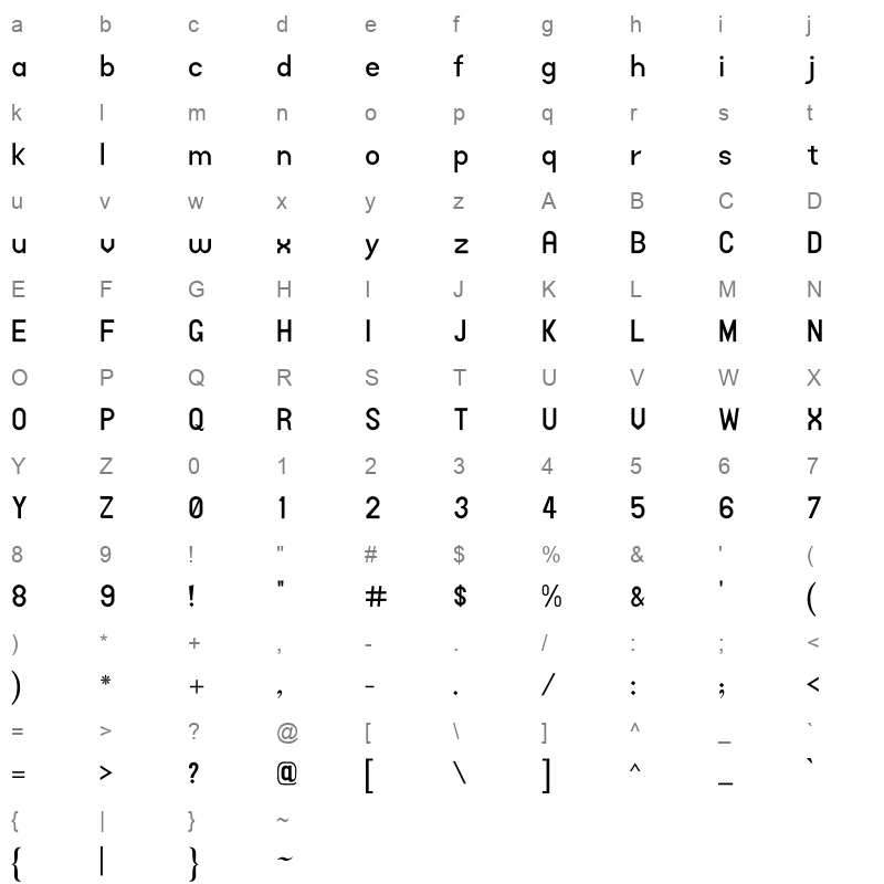 AlQalam Mehfil Character Map
