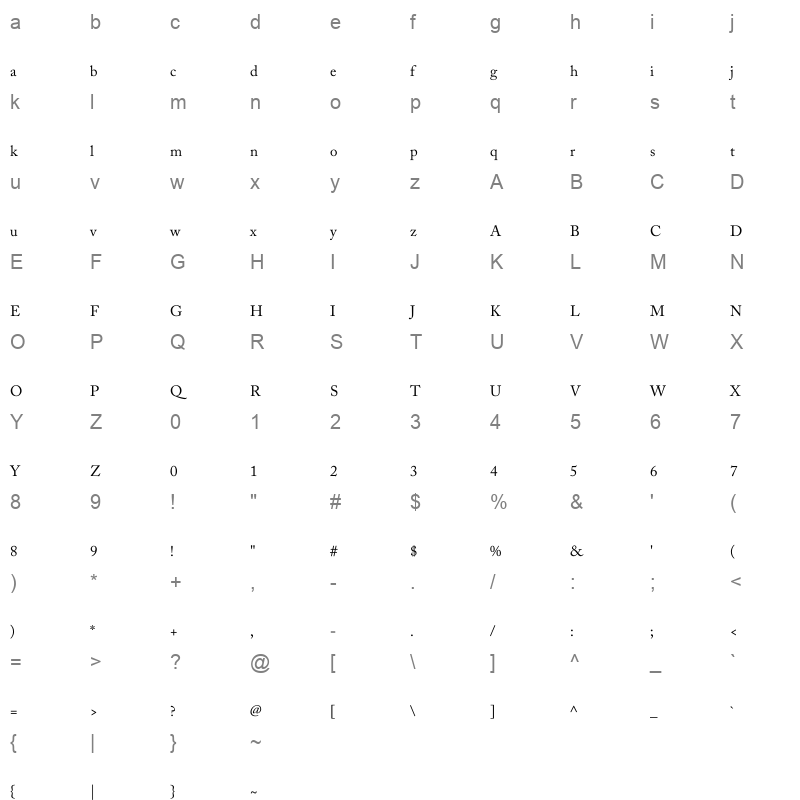 AlQalam Miki AlQalam Miki Character Map