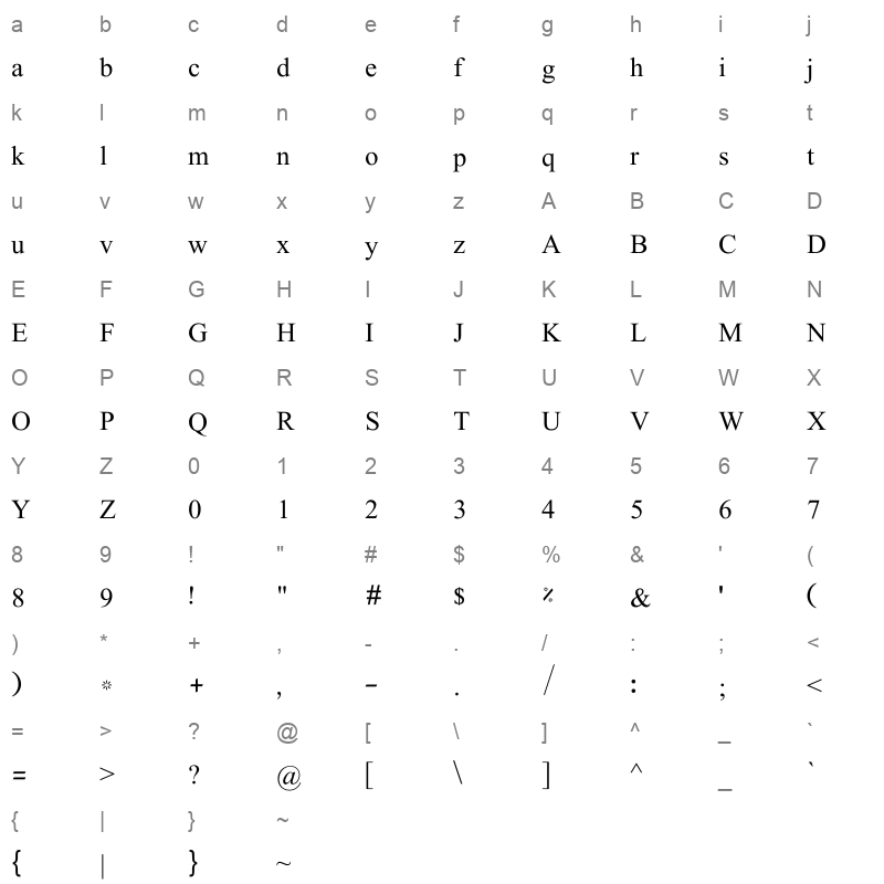 JJameel Noori Kasheeda Regular Character Map