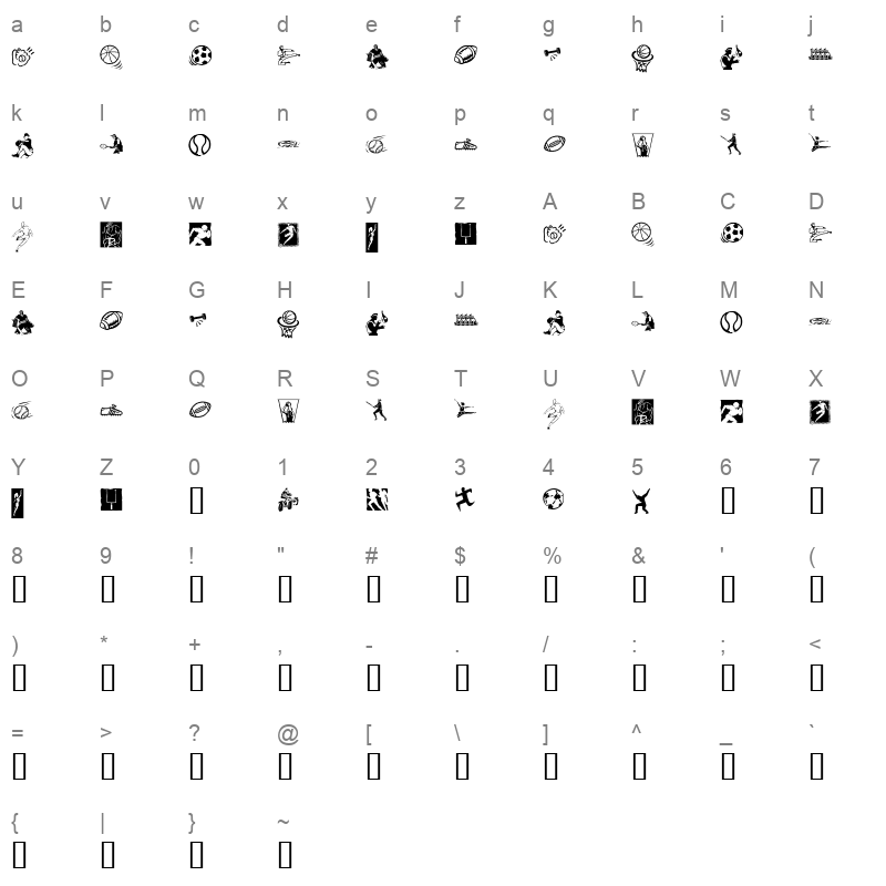 KR Sports Dings Character Map