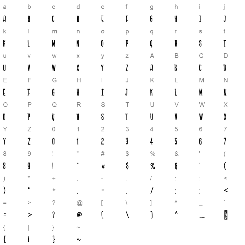 LetsSki-Regular Character Map