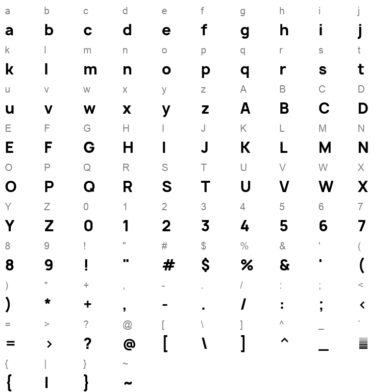 manrope-extrabold Character Map