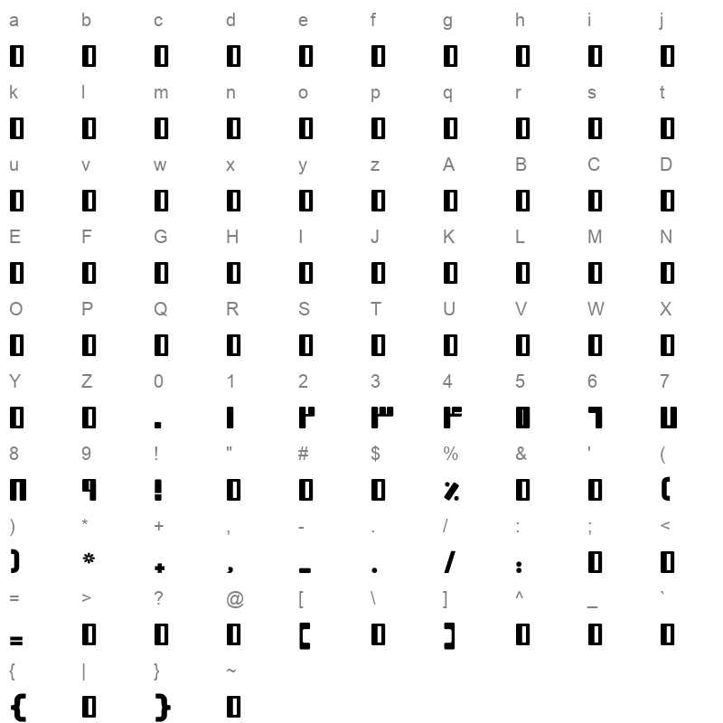 Mj_Afaaq Character Map