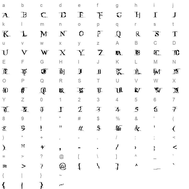 MLTWNII_ Character Map