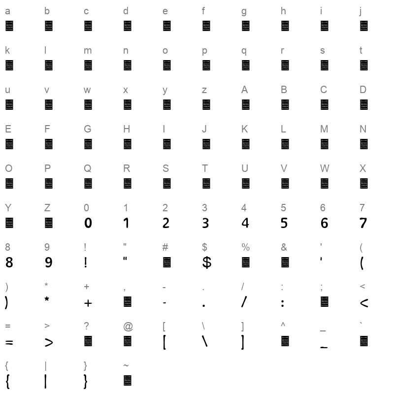Lamar Font Character Map