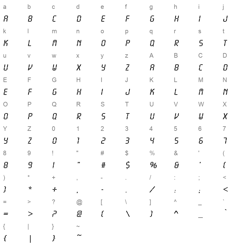 Lcdd Character Map